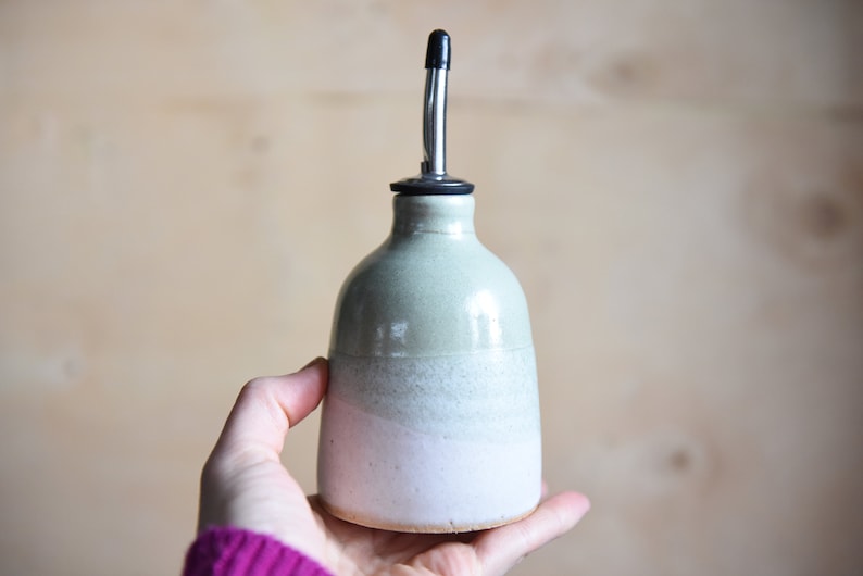 Handmade ceramic oil bottle, pottery dispenser, Pinterest, eco, rustic, modern, birthday, wedding, anniversary gift, home, Scandinavian image 7