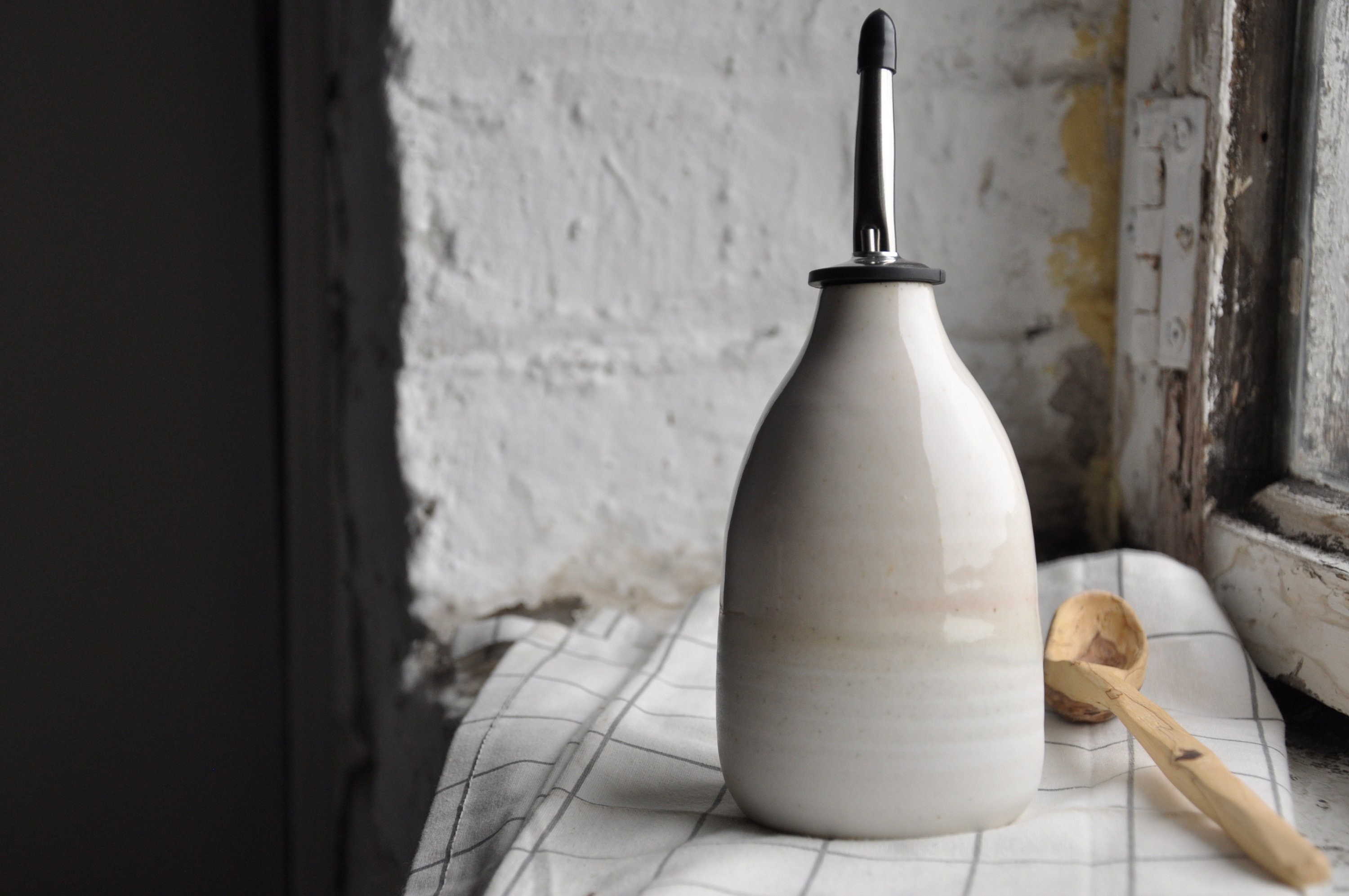 Handmade ceramic oil bottle pottery dispenser eco rustic Etsy