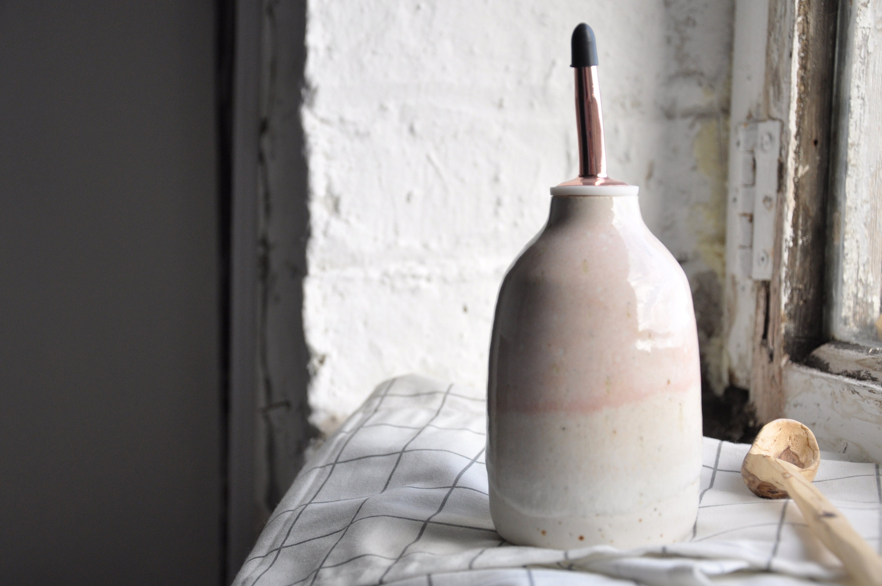 Handmade ceramic oil bottle pottery dispenser eco rustic Etsy