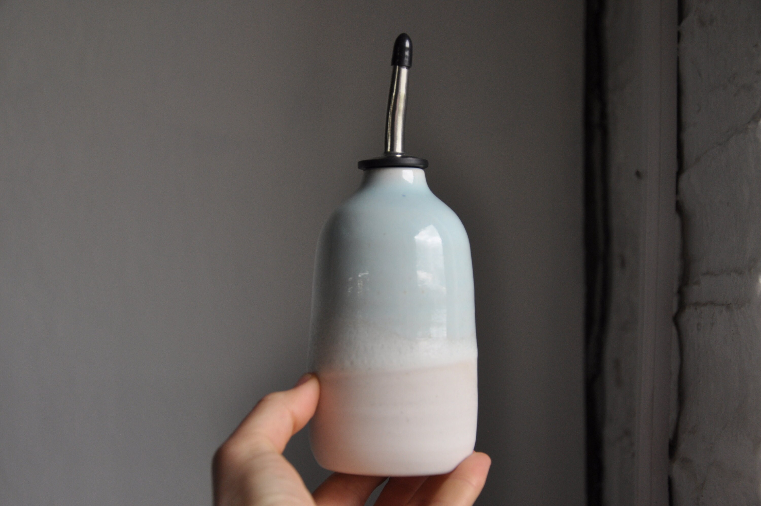 Handmade ceramic oil bottle pottery dispenser eco rustic Etsy