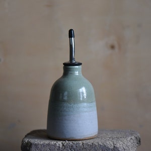 Handmade ceramic oil bottle, pottery dispenser, Pinterest, eco, rustic, modern, birthday, wedding, anniversary gift, home, Scandinavian image 1