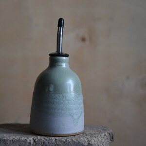 Handmade ceramic oil bottle, pottery dispenser, Pinterest, eco, rustic, modern, birthday, wedding, anniversary gift, home, Scandinavian image 4