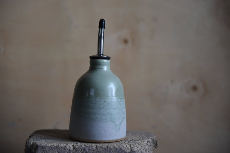 Handmade ceramic oil bottle, pottery dispenser, Pinterest, eco, rustic, modern, birthday, wedding, anniversary gift, home, Scandinavian image 4