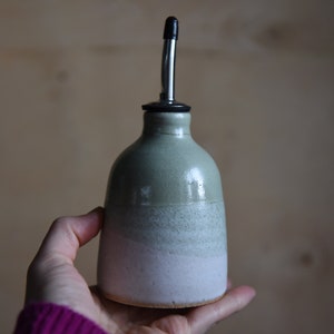 Handmade ceramic oil bottle, pottery dispenser, Pinterest, eco, rustic, modern, birthday, wedding, anniversary gift, home, Scandinavian image 8