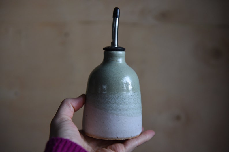 Handmade ceramic oil bottle, pottery dispenser, Pinterest, eco, rustic, modern, birthday, wedding, anniversary gift, home, Scandinavian image 8