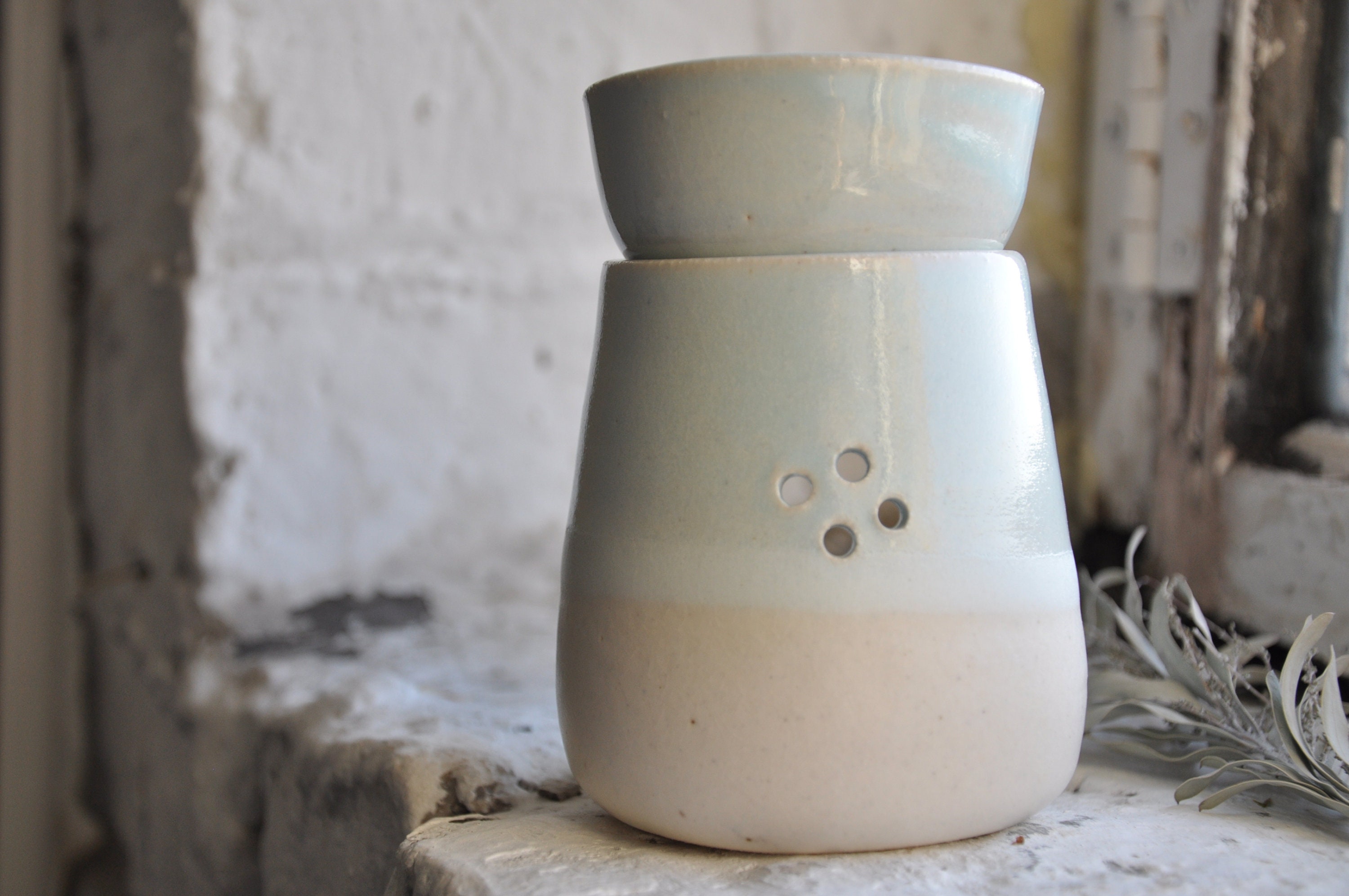 Handmade ceramic oil burner pottery wax melts eco rustic Etsy