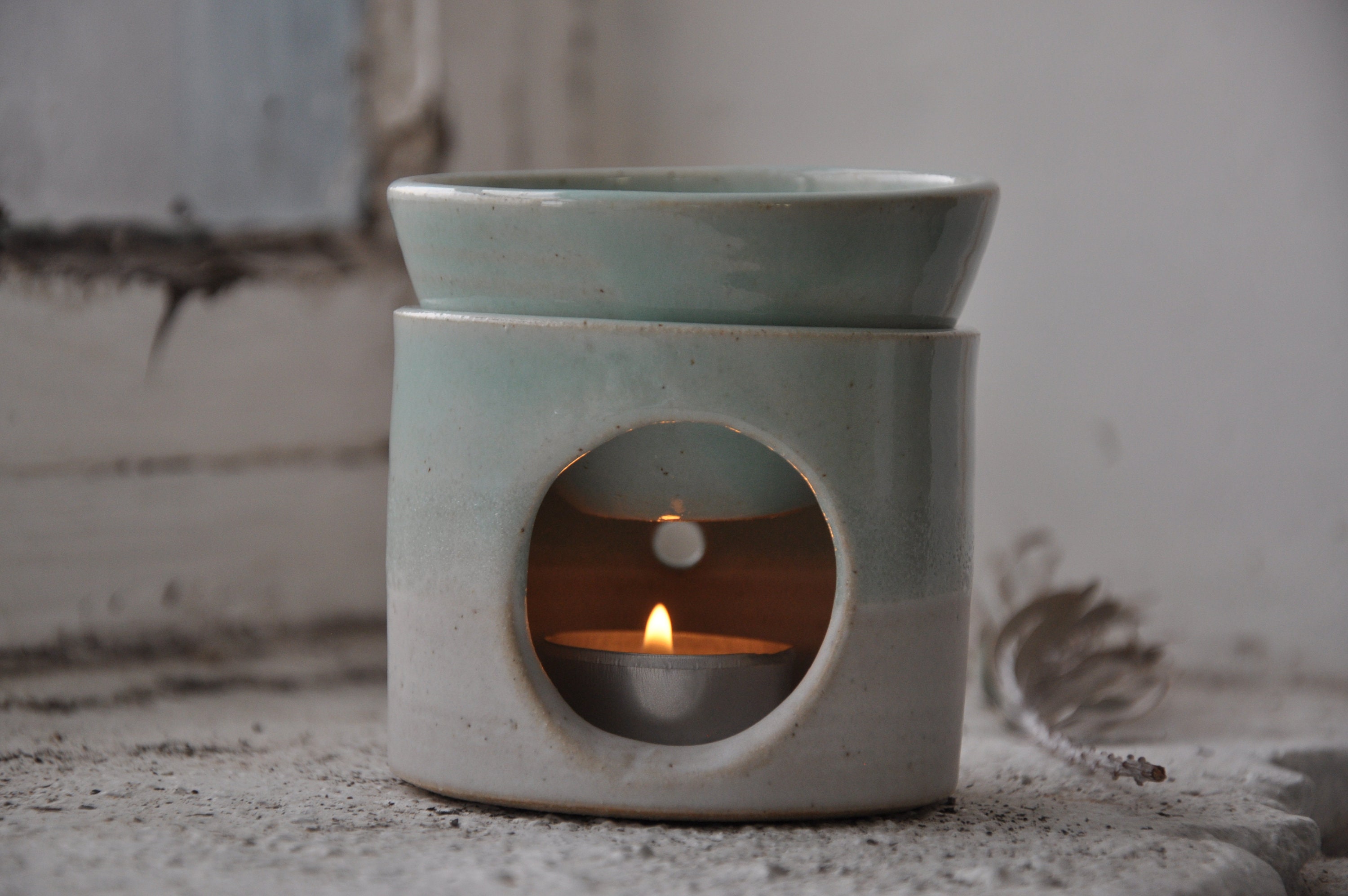 Handmade ceramic oil burner pottery wax melts eco rustic Etsy