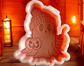 Cute Ghost with Beanie, Pumpkin and Iced Coffee Mold