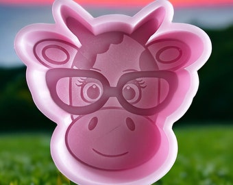 Smiling Cow with Glasses Silicone Freshie Mold