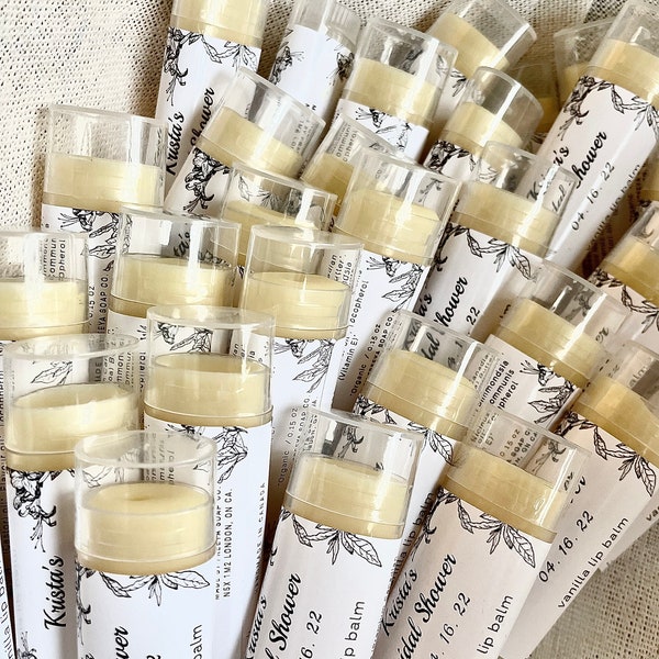 Personalized Lip Balms | Lip Balm Favors Bridal Shower Custom Party Favours Baby Shower Wedding Favors Special Event Natural Lip Balms