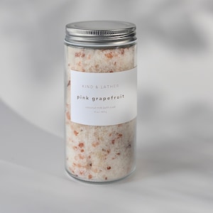 Bain de fleurs, sels de bain pamplemousse rose, bain de pétales de rose, sel de bain rose, pot de bain, cadeau de bain pour la fête des mères
