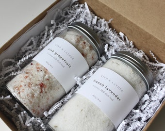 Bath Soak Gift Set | Lavender Bath Salts Coconut Milk Bath Floral Bath Self-Care Gift Box Gift for Mom Mothers Day Gift Spa Box Gift for Her