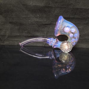 Lavender Fumed Glass Sherlock Pipe with Dichro Marble #15