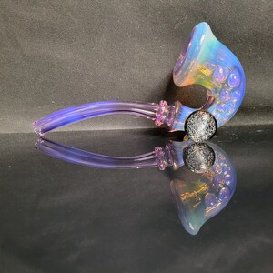 Lavender Fumed Glass Sherlock Pipe with Dichro amd Fume Marble