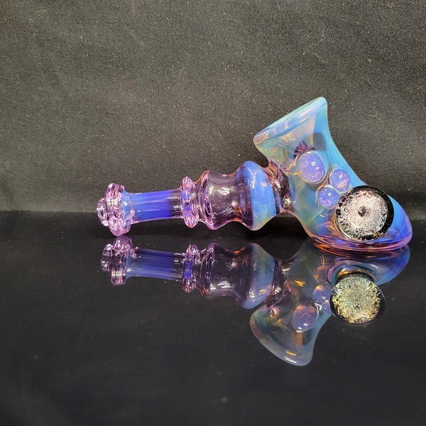 Lavender Fumed Glass Hammer Pipe #4 with Dichro Marble