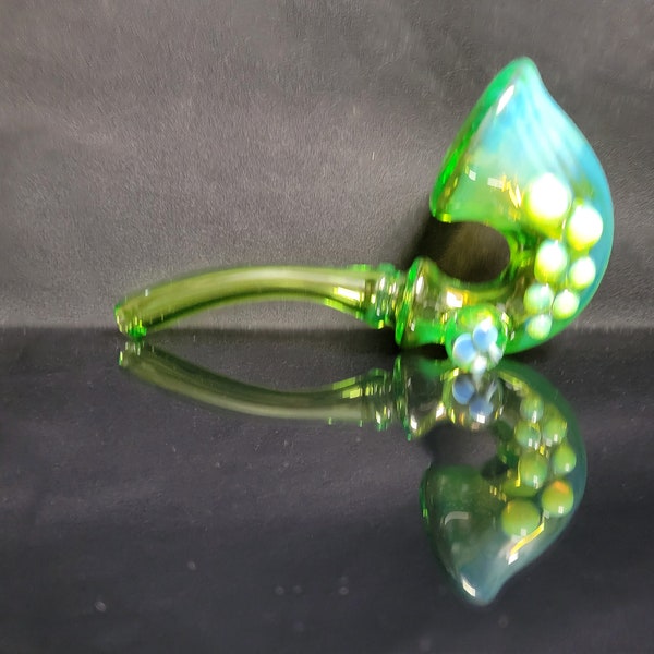 Lime Juice Fumed Glass Sherlock Pipe with Dichro and Mushroom Marble