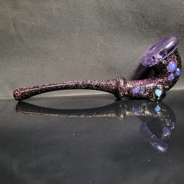 Purple Dichro Glass Gandalf Pipe with Opal and Fume Marble