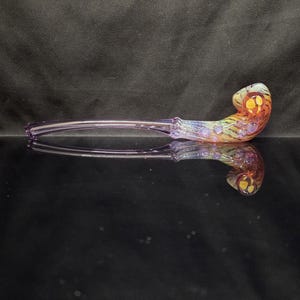 Lavender Rainbow Fumed Glass Gandalf Pipe with Mushroom Marble #4