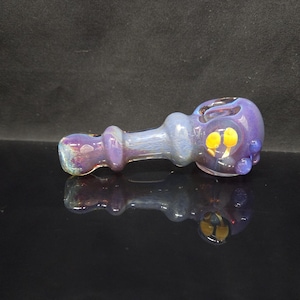 Purple to Purple  Fade Glass Pipe with Mushroom Marble #2