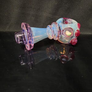 Lavender Fumed Glass Pipe with Opal Marble #10