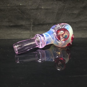 Lavender Fumed Glass Pipe with Mushroom Marble #14