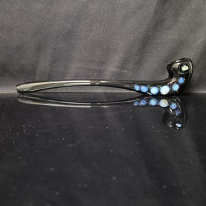 Black Charcoal Large Glass Gandalf Pipe with Opal #3