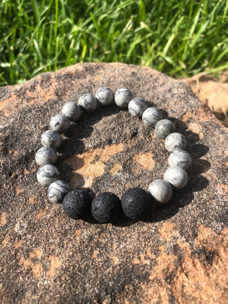 Essential Oils bracelet Diffuser Bracelet Chakras Lava Bracelet lava stone picasso Jasper Diffuser jasper Lava Stone