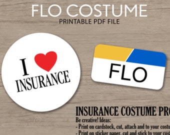 I Love Insurance - Red Heart and Nametag - Instant Download and Print, perfect for a flo Halloween costume or around the office!