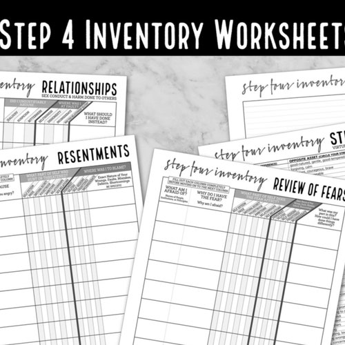 Step 4 Inventory Worksheets and Bonus Serenity Prayer Etsy