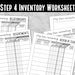 Step 4 Inventory Worksheets - Instant Download Pdf - Etsy