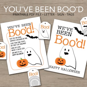 You&#39;ve Been Boo&#39;d Letter, Tag and Sign Printable - Happy Halloween Game - 8.5 x 11 Easy Instant Download PDF We&#39;ve Been Booed