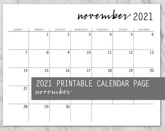 Blank Calendar Page Instant Download Printable Modern | Etsy