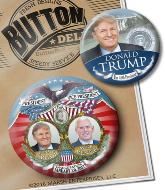 MIKE PENCE CAMPAIGN 3/" PINBACK BUTTON VOTE FOR PRESIDENT 2016 DONALD TRUMP