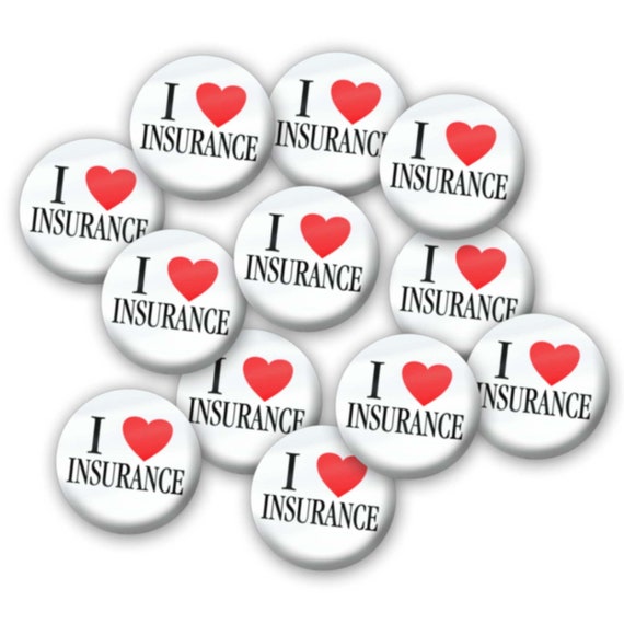 2-Pack 'I Love Insurance' & 'Flo' Buttons - 2.25 Inch Pinback Badges, Halloween Or Office Fun