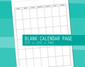 Blank Calendar Page Instant Download Printable Modern - Etsy