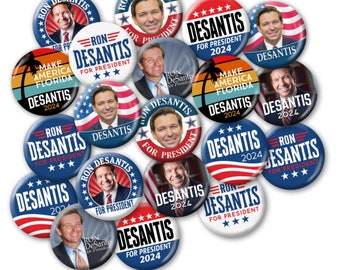 Ron DeSantis for President Buttons - 25 PACK 2.25 Pins - Assorted Designs 2024 Primary Election - Governor Make America Florida - Photo Mod