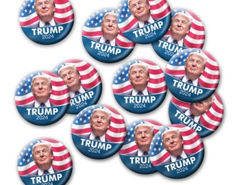 25-PACK Donald Trump 2024 Buttons - 2.25" pins - Republican Presidential Election Photo Flag Design MAGA jugate KAG campaign bulk pin button