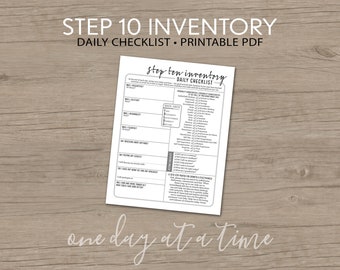 Step 10 Inventory Worksheet - AA NA Addiction Sobriety Recovery Part of 12 Step Program -- Instant Download Printable 8.5x11 pdf