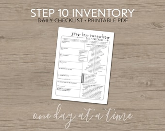 Step 10 Inventory Worksheet - AA NA Addiction Sobriety Recovery Part of 12 Step Program -- Instant Download Printable 8.5x11 pdf