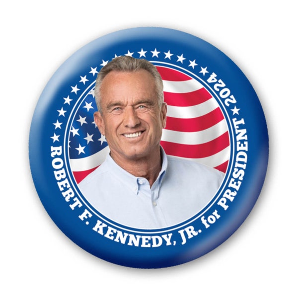 Robert Kennedy 2024 Button - 3" Campaign Pin - Modern Democrat Convention Photo Design - RFK JR