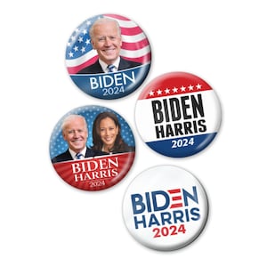 Joe BIDEN 2024 Buttons - Biden Harris 2024 - 4 PACK 2.25&quot; Pins - Classic Designs -- Uncle Joe for President Modern American Campaign Photo B