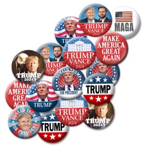 25 Pack Donald Trump JD Vance 2024 Buttons -- 1.5&quot; small pins - Republican Presidential Election Maga  campaign assorted designs bulk