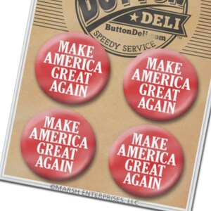 4-Pack Mini Buttons Trump - Make America Great Again MAGA red white - 1&quot; Lapel Pins KAG election president pin button set