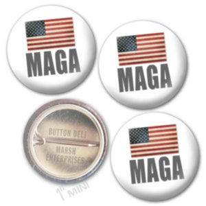 3-Pack Mini MAGA Buttons - Donald Trump - 1&quot; Lapel Pins - KAG 2024 election president Flag White pin button