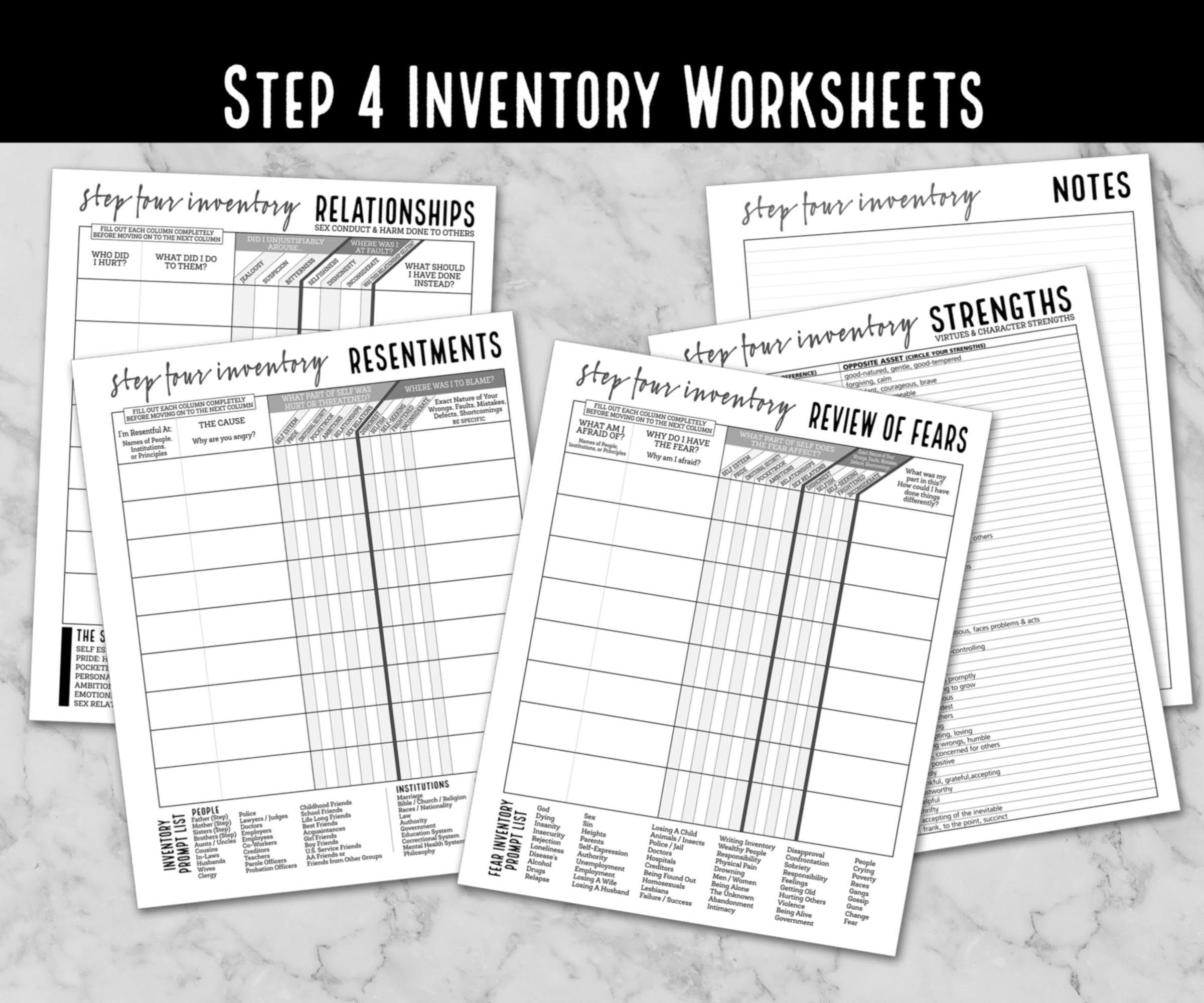 Template Printable Aa 4th Step Worksheets Printable Online Template Printable Aa 4th Step Worksheets Printable Online