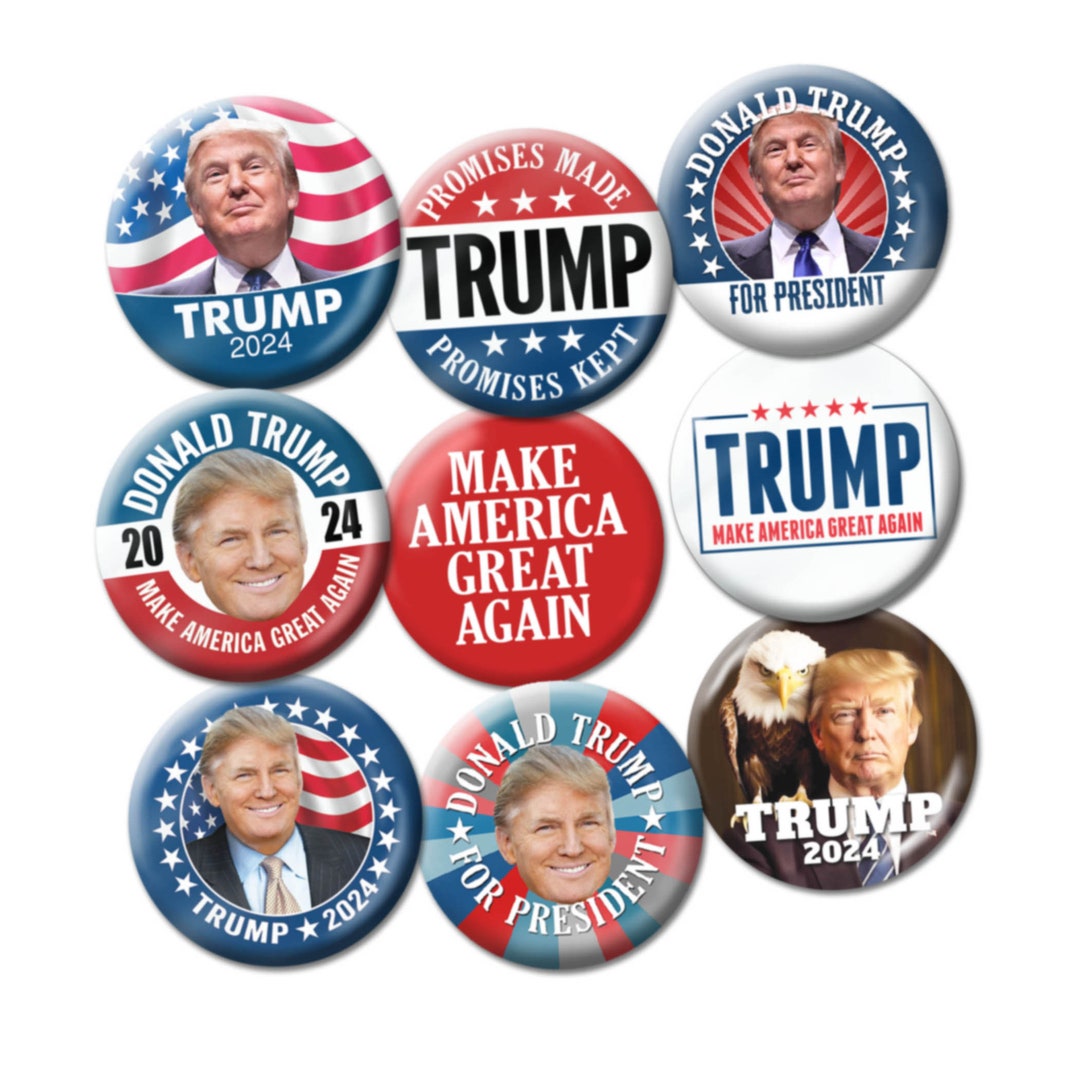 9-PACK Donald Trump 2024 Buttons 2.25 Circle Republican Presidential ...