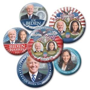 2021 INAUGURATION Buttons - Collectible 6-Pack Biden Harris - Victory Pins Joe Kamala 2020 - January 21, 2021