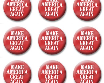 9-Pack Mini Buttons Trump 2024 - Make America Great Again MAGA red white - 1" Lapel Pins KAG election president pin button