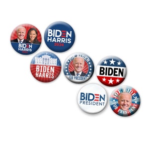 Biden Harris 2024 Buttons - 7 Pack 1.5&quot; Pins - President Democrat Photo Campaign Pin Assorted Designs Joe Kamala 2024