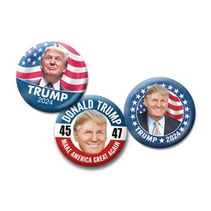 Donald Trump 2024 Buttons - Republican Election Pins (3-Pack)